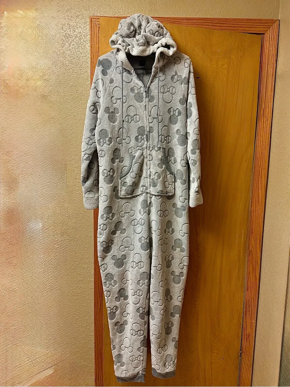 Disney Gray and White Mickey Mouse Fleece Onesie Pajama Set - Picture 8 of 13